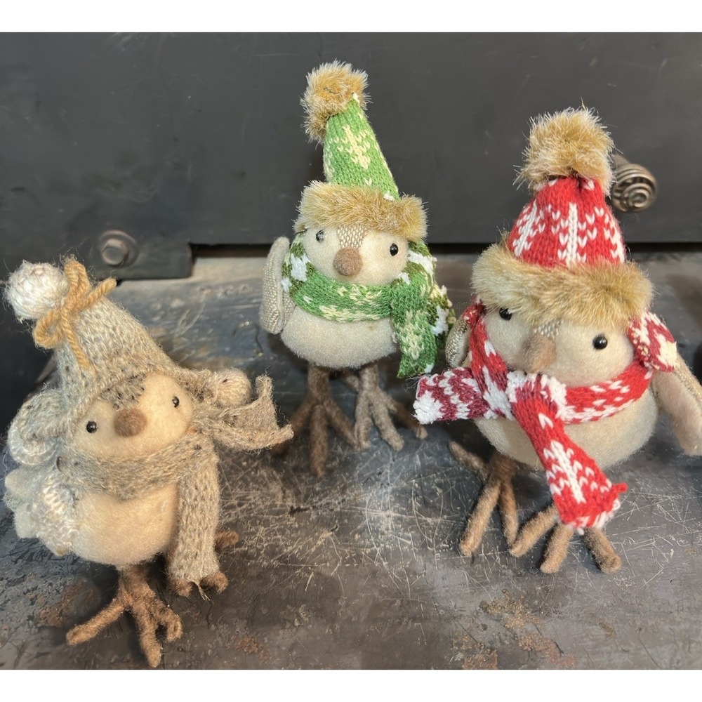 Target Wondershop Featherly Friends Fabric Set 3 Mini Birds Holiday Ski Sweaters